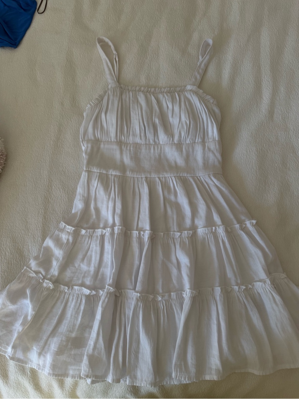 Trixxi White Tiered Spaghetti-Strap Mini Dress
